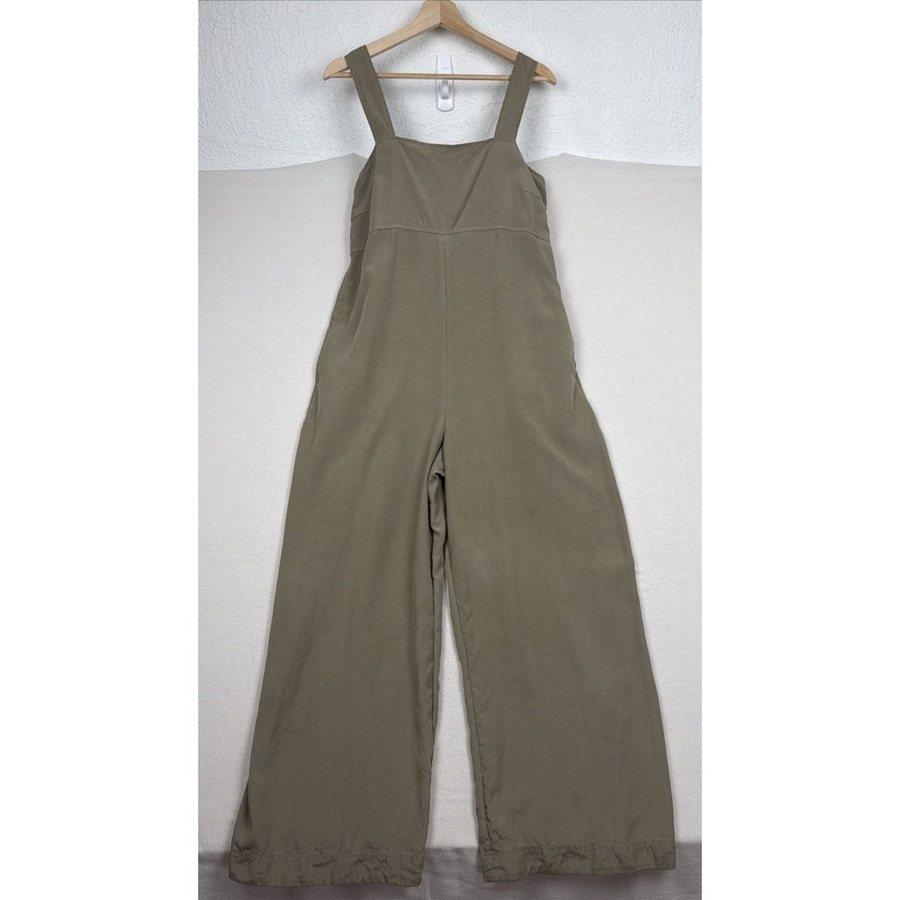 WB WITHBLACK Womens Jumpsuit M Green Boho Smocked Back Festival Linen Blend